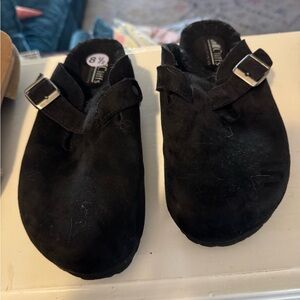 Cliffs by WHITE MOUNTAIN Black Suede Slip-On Mules with Buckle